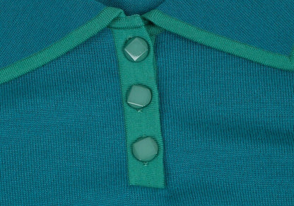 Yves Saint Laurent Wool Knit Polo Turquoise Size M