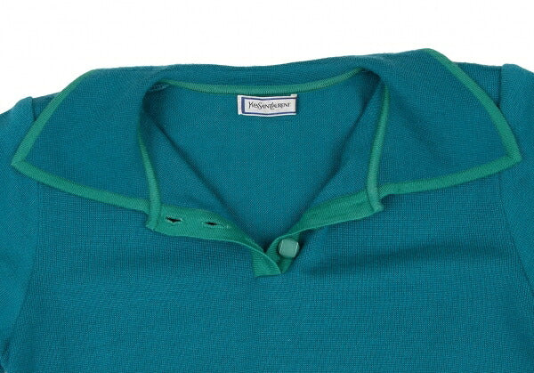 Yves Saint Laurent Wool Knit Polo Turquoise Size M
