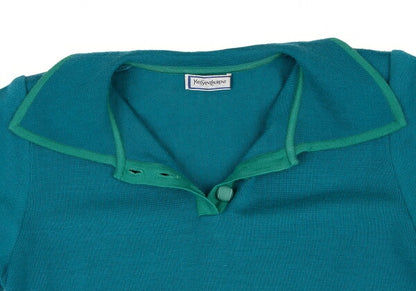 Yves Saint Laurent Wool Knit Polo Turquoise Size M