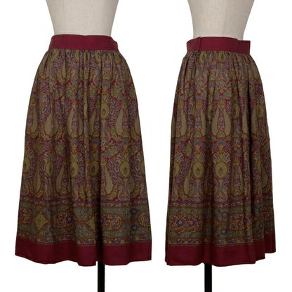 Yves Saint Laurent Paisley Box Pleat Skirt Multi Size M