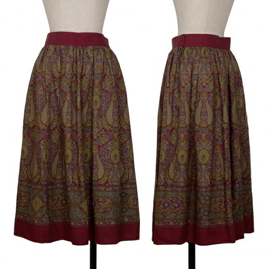 Yves Saint Laurent Paisley Box Pleat Skirt Multi Size M