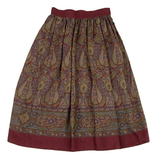Yves Saint Laurent Paisley Box Pleat Skirt Multi Size M