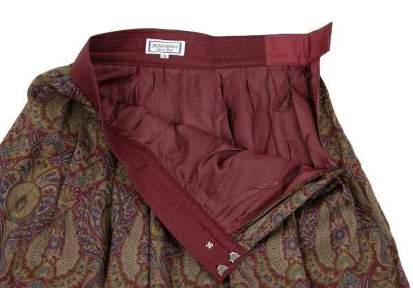 Yves Saint Laurent Paisley Box Pleat Skirt Multi Size M