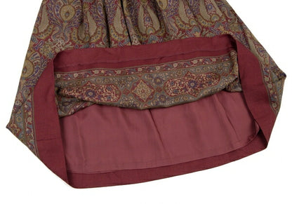 Yves Saint Laurent Paisley Box Pleat Skirt Multi Size M