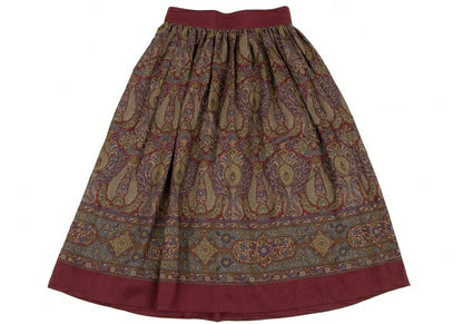Yves Saint Laurent Paisley Box Pleat Skirt Multi Size M