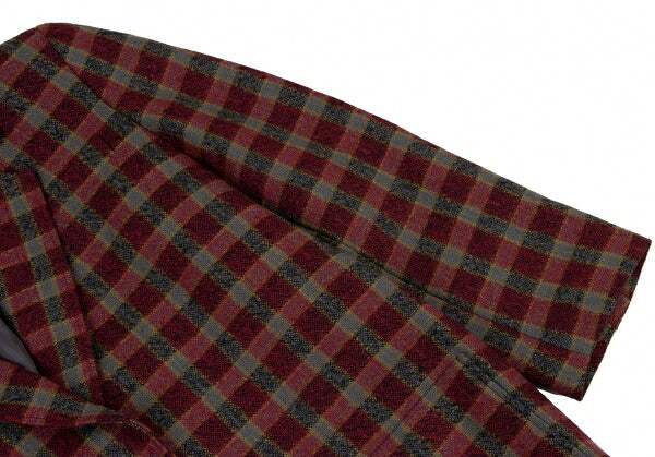 Christian Dior Wool Block Check Jacket Red Black Gray Size S
