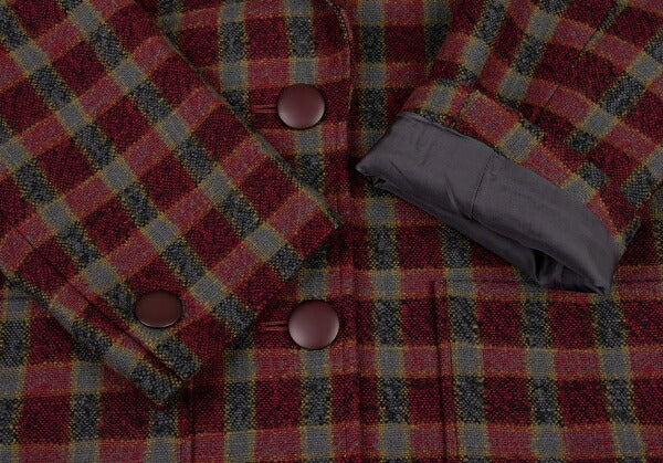Christian Dior Wool Block Check Jacket Red Black Gray Size S