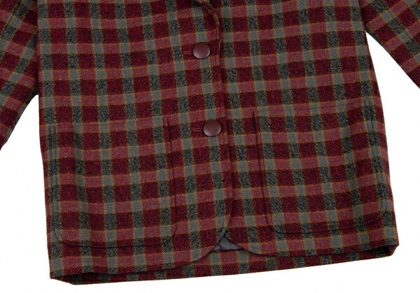 Christian Dior Wool Block Check Jacket Red Black Gray Size S