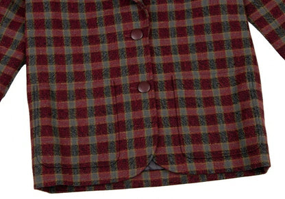 Christian Dior Wool Block Check Jacket Red Black Gray Size S