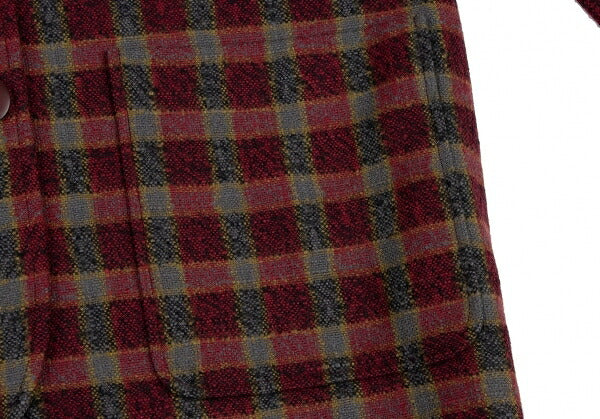 Christian Dior Wool Block Check Jacket Red Black Gray Size S