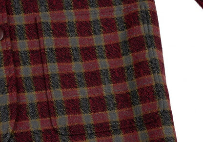 Christian Dior Wool Block Check Jacket Red Black Gray Size S