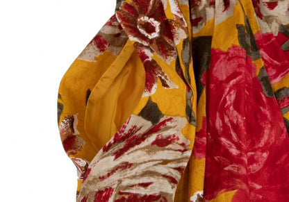 Christian Dior Rose Print Flare Midi Yellow Multi Skirt Size L