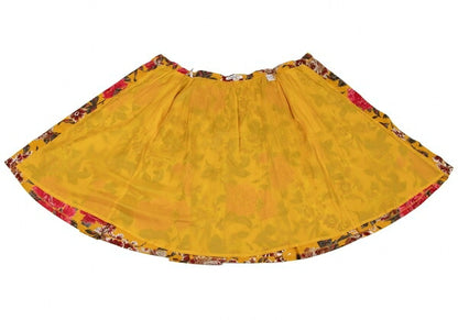 Christian Dior Rose Print Flare Midi Yellow Multi Skirt Size L