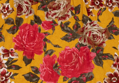 Christian Dior Rose Print Flare Midi Yellow Multi Skirt Size L