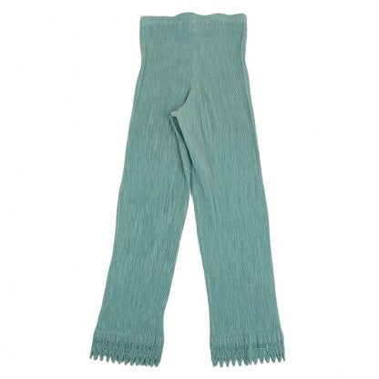 ISSEY MIYAKE Hem Lace Cutout Crepe Pants Green Size M