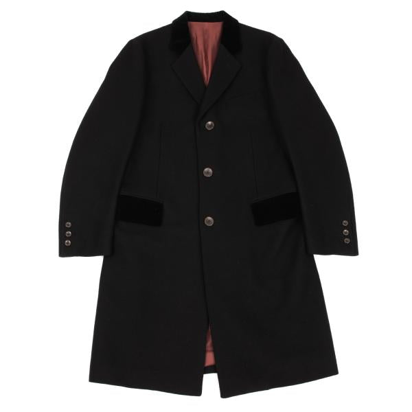 Jean Paul GAULTIER CLASSIQUE Melton Lapel Coat Black Size 48