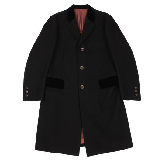 Jean Paul GAULTIER CLASSIQUE Melton Lapel Coat Black Size 48