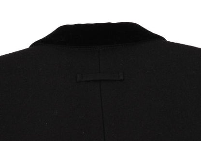 Jean Paul GAULTIER CLASSIQUE Melton Lapel Coat Black Size 48
