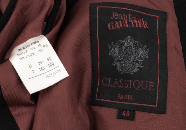 Jean Paul GAULTIER CLASSIQUE Melton Lapel Coat Black Size 48