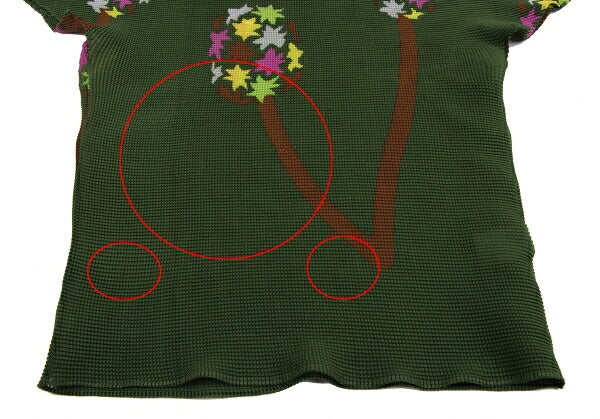 ISSEY MIYAKE me Tree Print Pleated T-Shirt Green Size F