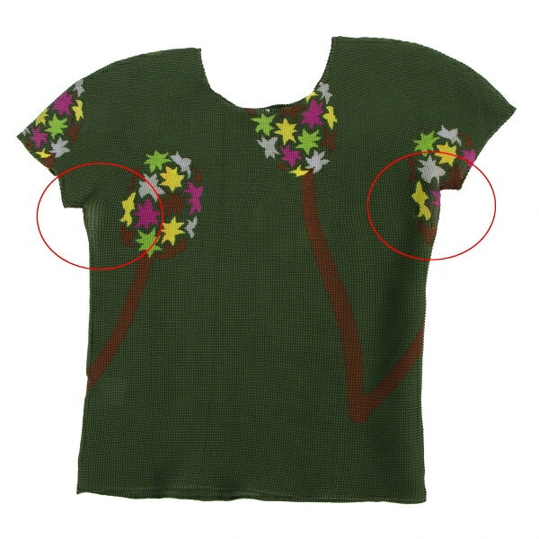 ISSEY MIYAKE me Tree Print Pleated T-Shirt Green Size F