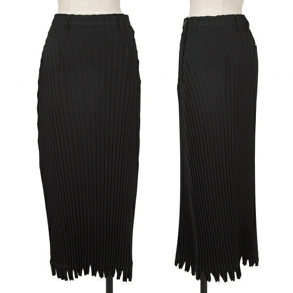 ISSEY MIYAKE Black Cut-out Hem Pleated Skirt Size M