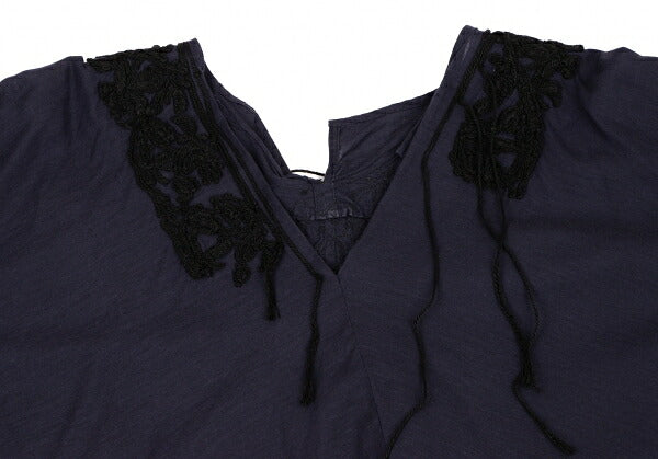 Y's Braid Embellished Asymmetric Tunic Navy Blouse Size 2