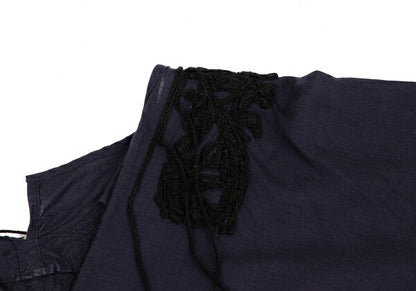 Y's Braid Embellished Asymmetric Tunic Navy Blouse Size 2