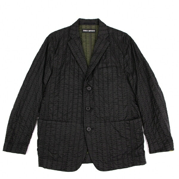 ISSEY MIYAKE MEN Nylon Stitch Stripe 3B Jacket Black Size 2