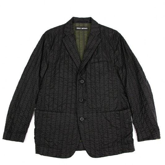 ISSEY MIYAKE MEN Nylon Stitch Stripe 3B Jacket Black Size 2