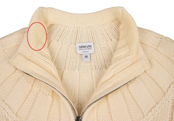 ARMANI COLLEZIONI Wool Knit Zip Jacket Beige Size 48