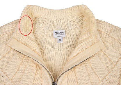ARMANI COLLEZIONI Wool Knit Zip Jacket Beige Size 48