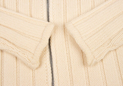 ARMANI COLLEZIONI Wool Knit Zip Jacket Beige Size 48