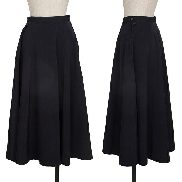 COMME des GARCONS Wool Paneled Flare Midi Skirt Navy Size M