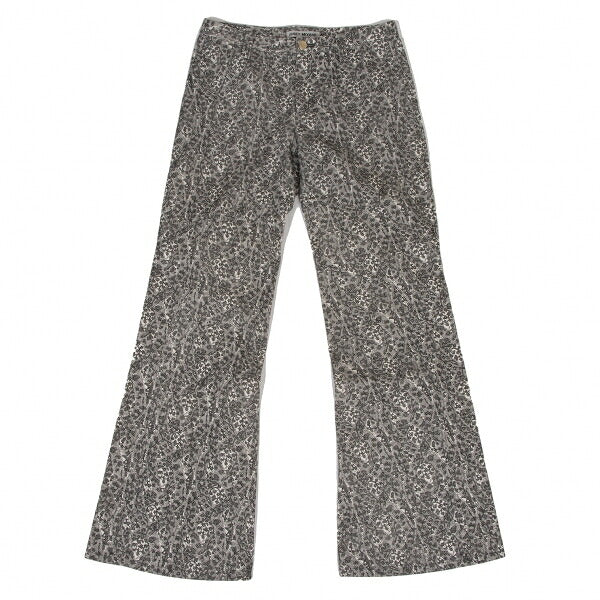 ISSEY MIYAKE Lace Print Curved Panel White Black Pants Size 1