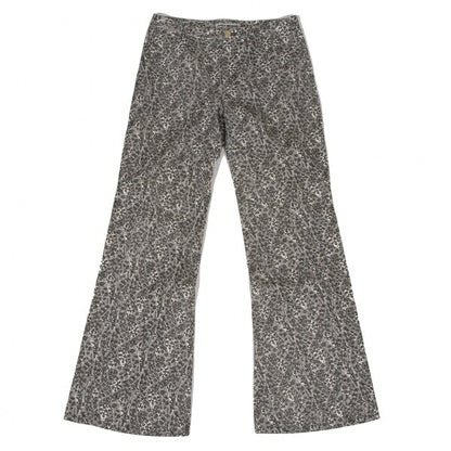 ISSEY MIYAKE Lace Print Curved Panel White Black Pants Size 1