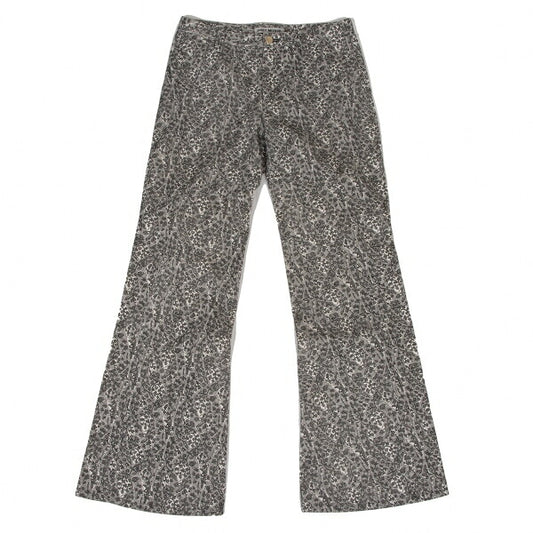 ISSEY MIYAKE Lace Print Curved Panel White Black Pants Size 1