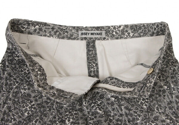 ISSEY MIYAKE Lace Print Curved Panel White Black Pants Size 1