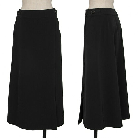 ISSEY MIYAKE Nylon Stretch Wrap Midi Skirt Black Size 2