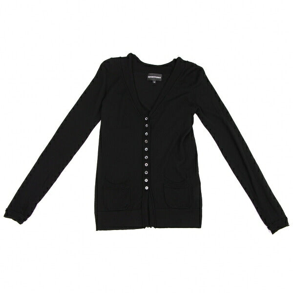 EMPORIO ARMANI Wool Button Design Cardigan Black Size 38