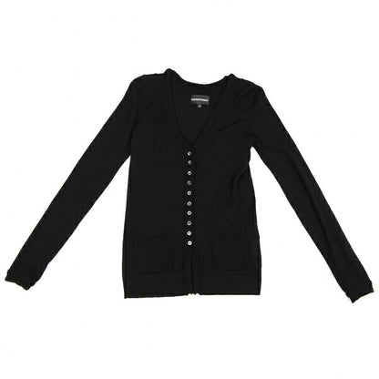 EMPORIO ARMANI Wool Button Design Cardigan Black Size 38