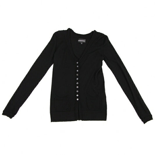 EMPORIO ARMANI Wool Button Design Cardigan Black Size 38