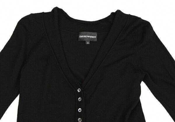 EMPORIO ARMANI Wool Button Design Cardigan Black Size 38