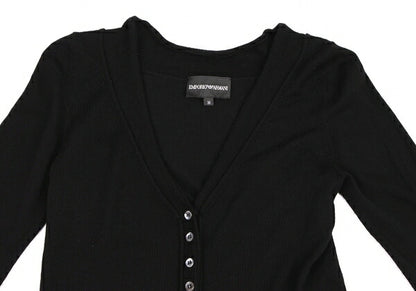 EMPORIO ARMANI Wool Button Design Cardigan Black Size 38