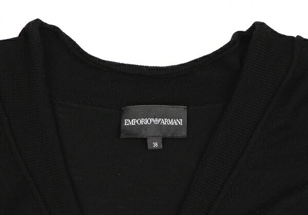 EMPORIO ARMANI Wool Button Design Cardigan Black Size 38