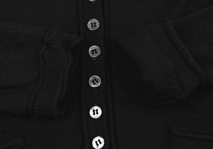 EMPORIO ARMANI Wool Button Design Cardigan Black Size 38
