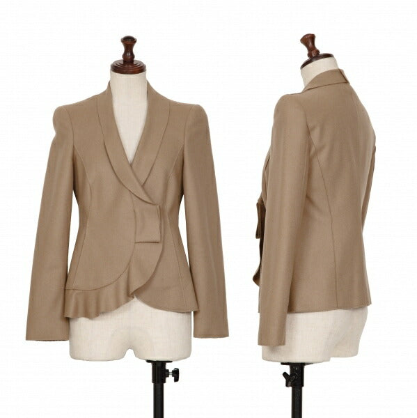 EMPORIO ARMANI Wool Nylon Ruffle Hem Jacket Brown Size 36