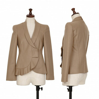 EMPORIO ARMANI Wool Nylon Ruffle Hem Jacket Brown Size 36