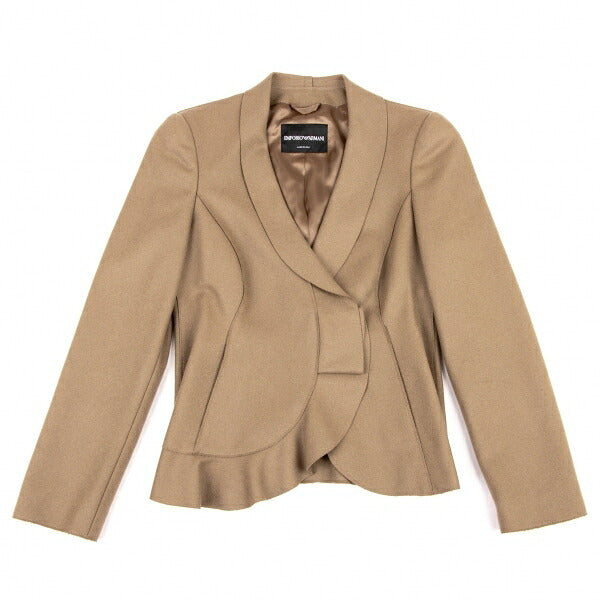 EMPORIO ARMANI Wool Nylon Ruffle Hem Jacket Brown Size 36