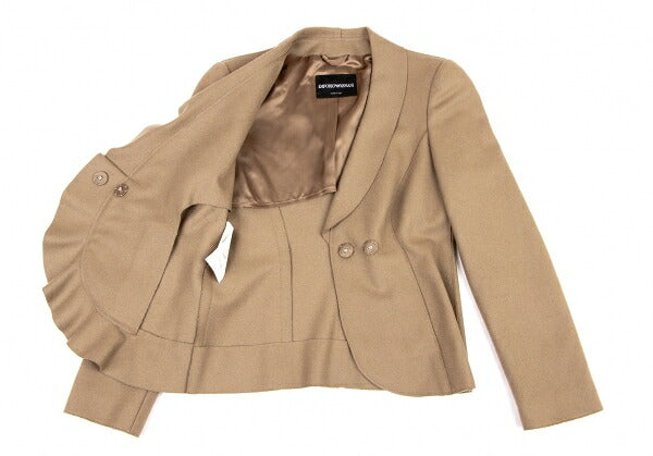 EMPORIO ARMANI Wool Nylon Ruffle Hem Jacket Brown Size 36